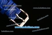 IWC Portuguese Chrono Miyota OS20 Quartz Steel Case with Blue Leather Strap and Blue Dial