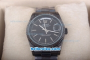 Rolex Day-Date Oyster Perpetual Automatic Full PVD with Black Dial and White Marking-Big Calendar for lovers version