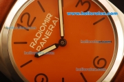 Panerai Radiomir Vintage 6154 Swiss ETA 6497 Manual Winding Steel Case with Orange Dial and Orange Leather Strap