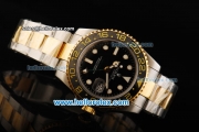 Rolex GMT Master II Rolex 3186 Automatic Movement Steel Case with Black Dial and Two Tone Strap