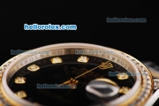 Rolex Datejust Automatic Movement Black Dial with Diamond Bezel and Two Tone Strap