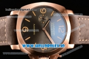 Panerai Luminor Marina 1950 3 Days Automatic Composite Asia Automatic Rose Gold Case Black Dial With Stick/Arabic Numeral Markers Brown Leather Strap