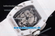 Richard Mille RM 055 Miyota 9015 Automatic Steel Case with Skeleton Dial Dot Markers Black Inner Bezel and White Rubber Strap