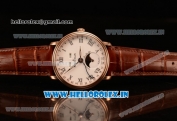 BlancPain Villeret Miyota 9015 Automatic Rose Gold Case with White Dial Roman and Brown Leather Strap (EF)