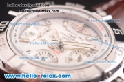 Breitling Chronomat B01 Chronograph Miyota Quartz Steel Case with White Dial and Brown Leather Strap