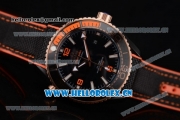 Omega Seamaster Planet Ocean 600M Clone Omega 8900 Automatic PVD Case with Black Dial and Black/Orange Rubber Strap Orange Arabic Numeral Markers (EF)