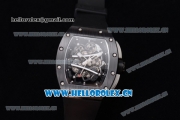 Richard Mille RM 038 Miyota 9015 Automatic PVD Case with Skeleton Dial and Black Rubber Strap Dot Markers