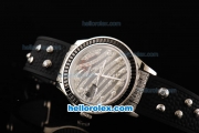 Rolex Datejust Automatic Movement Steel Case with Black/Diamond Dial-Diamond Markers and Black Rubber Strap