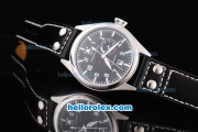 IWC Big Pilot Automatic Movement with Black Dial and White Numeral Marking-Black Leather Strap