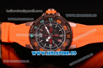 Richard Mille RM028 Swiss Valjoux 7750 Automatic Brown PVD Case with Skeleton Dial and Orange Rubber Strap - Red