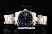 Rolex Datejust Oyster Perpetual Swiss ETA 2836 Automatic Movement Full Steel with Dark Blue Dial and White Stick Markers