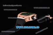 Richard Mille RM010 Miyota 9015 Automatic Rose Gold/Diamonds Case with Skeleton Dial and Green Inner Bezel
