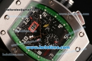 Richard Mille RM 011 Asia 2813 Automatic Steel Case with Black Rubber Bracelet White Markers and Black Dial