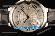 Cartier Ballon Bleu De 9015 Auto Steel Case with White Dial and Black Leather Strap