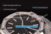 Audemars Piguet Royal Oak 41 Asia 2813 Automatic Diamonds/Steel Case with Black Dial Diamonds Bezel and Stick Markers (EF)