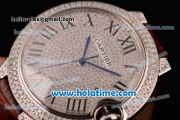 Cartier Ballon Bleu de Cartier Swiss ETA 2892 Automatic Steel Case with Brown Leather Strap Diamond Dial and Roman Numeral Markers