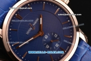 Ulysse Nardin Classico Miyota OS2035 Quartz Rose Gold Case with Stick Markers Blue Dial and Blue Leather Strap