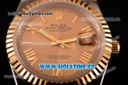 Rolex Datejust Asia Automatic Two Tone Case/Bracelet with Yellow Gold Dial and Roman Numral Markers