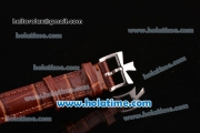 Vacheron Constantin Patrimony Swiss ETA 2824 Automatic Steel Case with Brown Leather Strap White Dial and Diamond Bezel