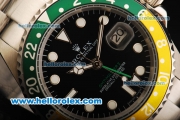 Rolex GMT-Master II Automatic Movement Full Steel with Green/Yellow Bezel and Black Dial