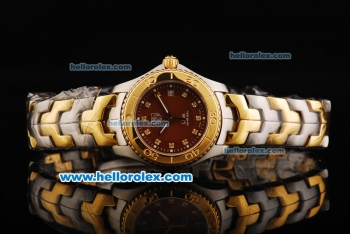 Tag Heuer Link 200 Meters Swiss Quartz Movement Brown Dial with Gold Bezel and Two Tone Strap