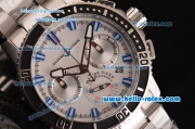 Ulysse Nardin Maxi Marine Diver Chrono Japanese Miyota OS20 Quartz Stainless Steel Case with Stainless Steel Strap and White Dial Blue Stick Markers