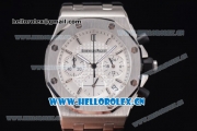 Audemars Piguet Royal Oak Offshore Chronograph Miyota OS20 Quartz Steel Case with White Dial and Black Rubber Strap (EF)