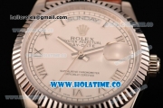 Rolex Day-Date Asia 2813/Swiss ETA 2836/Clone Rolex 3135 Automatic Steel Case with White Dial and Roman Numeral Markers (BP)