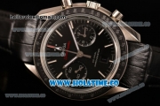 Omega Speedmaster Moonwatch Co-Axial Chronograph Clone Omega 9300 Automatic Steel Case wtih Black Dial White Stick Markers and Black Leather Strap (EF)