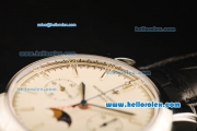 Vacheron Constantin Lemania 8810 Manual Winding Chronograph Movement Steel Case with Black Leather Strap