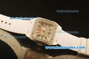 Cartier Santos 100 Swiss ETA 2671 Automatic Steel Case with Diamond Bezel and Beige Dial - 1:1 Original