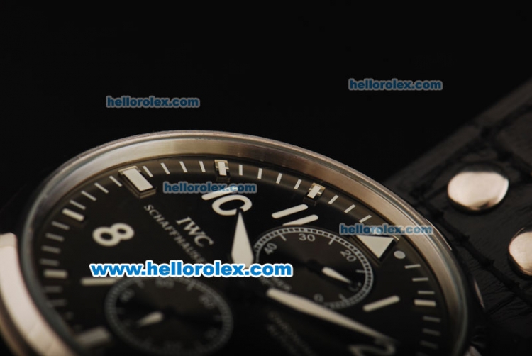 IWC Pilot's Watch Automatic Movement Steel Case with Black Dial and Whtie Arabic Numeral Markers - Click Image to Close