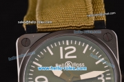 Bell & Ross BR03-92 Military Type Asia 2813 Automatic PVD Case with Black Dial and Green Nylon Strap - ETA Coating