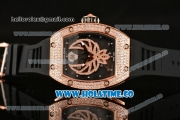 Richard Mille RM025-01 Miyota 6T51 Automatic Diamonds/Rose Gold Case with Black Dial and Black Rubber Strap