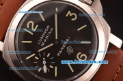 Panerai Luminor Marina Pam 318 Swiss ETA 6497 Manual Winding Steel Case with Black Dial and Brown Leather Strap