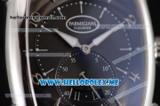 Parmigiani Kalpa Grande Miyota 9015 Automatic Steel Case with Black Dial and Black Leather Strap Stick/Arabic Numeral Markers