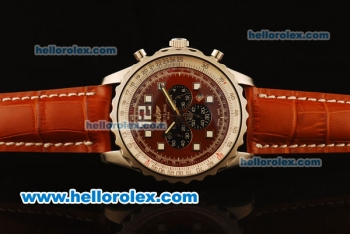 Breitling Chronospace Chronograph Quartz Steel Case and Brown Dial-Brwon Leather Strap