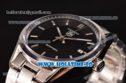 Tag Heuer Carrera Calibre 5 Swiss ETA 2824 Automatic Steel Case/Strap with Black Dial