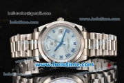 Rolex Day-Date II Swiss ETA 2836 Automatic Movement Full Steel with Blue Roman Markers and Blue Dial