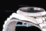 Rolex Datejust Oyster Perpetual Automatic Movement Silver Case with Black Dial and Diamond Markers
