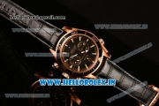 Omega Seamaster Planet Ocean 600 M Chrono Miyota OS20 Quartz Rose Gold Case with Black Dial and White Stick Markers