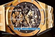 Audemars Piguet Royal Oak Skeleton Tourbillon Swiss Tourbillon Manual Winding Yellow Gold Case Skeleton Dial With Dots Markers Yellow Gold Bracelet