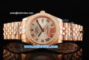 Rolex Datejust Oyster Perpetual Automatic Movement Full Rose Gold with Silvery Dial and Diamond Bezel