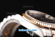 Rolex Datejust Swiss ETA 2836 Automatic Movement Two Tone with Black Dial and Rose Gold Roman Numeral Markers