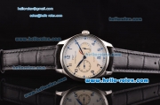 IWC Portuguese 7 Day Automatic ST22-Power Reserve Automatic Steel Case with Stick/Numeral Markers White Dail and Black Leather Strap