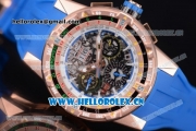 Richard Mille RM60-01 Asia Automatic Rose Gold Case with Skeleton Dial Blue Rubber Strap and Stick/Arabic Numeral Markers