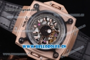 Hublot Masterpiece MP 08 Antikythera Sunmoon Asia 2813 Automatic Rose Gold Case Skeleton Dial Black Leather Strap and White/Rose Gold Markers