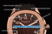Patek Philippe Aquanaut Clone 3120 Automatic Rose Gold Case with Brown Dial Arabic Number Markers and Black Rubber Strap (BP)