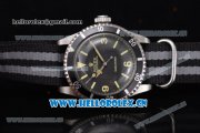 Rolex Submariner Vintage Asia 2813 Automatic Steel Case with Black Dial Stick/Arabic Number Markers and Black/Grey Nylon Strap