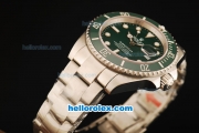 Rolex Submariner Swiss ETA 2836 Automatic Movement Steel Case and Strap with Green Dial and Green Ceramic Bezel